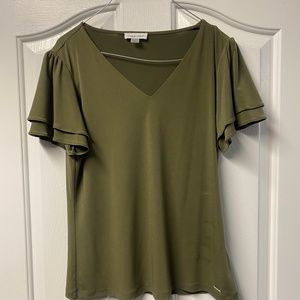 Green v neck CK top